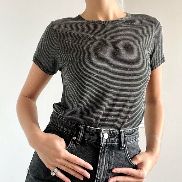 Rag & Bone | "Dawson" metallic grey mesh short sleeve t-shirt | Size M - Picture 1 of 6
